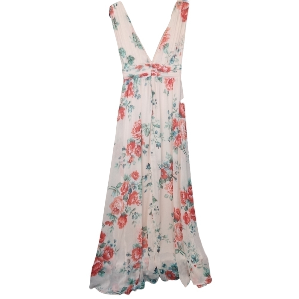 Lulu's Garden Meandering Floral Chiffon Sleeveless Maxi Dress Blush Size Small - Picture 9 of 14